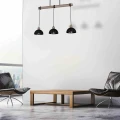 Lampa wisząca ERIK Sawn 3XE27 czarny/drewno