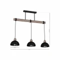 Lampa wisząca ERIK Sawn 3XE27 czarny/drewno