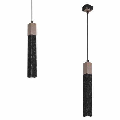 Lampa wisząca SOLO SAWN 1x mini GU10 czarny/drewno