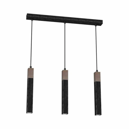 Lampa wisząca SOLO SAWN 3x mini GU10 czarny/drewno