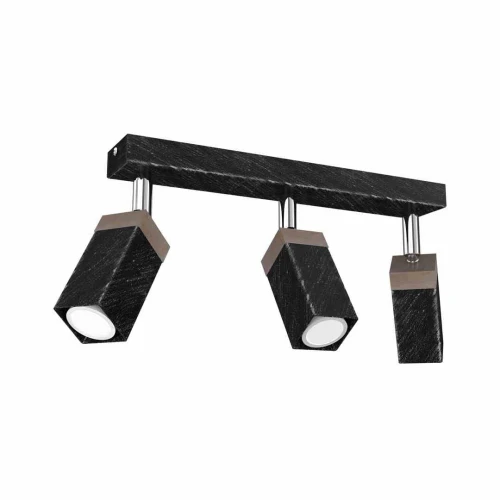 Plafon SOLO SAWN czarny/drewno 3xGU10 szer.30cm