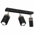 Plafon SOLO SAWN czarny/drewno 3xGU10 szer.30cm