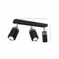 Plafon SOLO SAWN czarny/drewno 3xGU10 szer.30cm