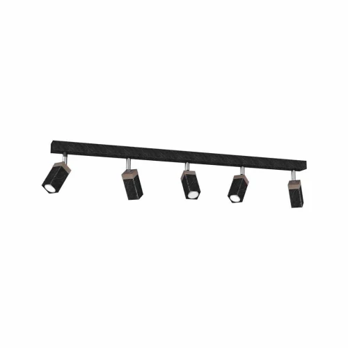Plafon SOLO SAWN czarny/drewno 5xGU10 szer.60cm