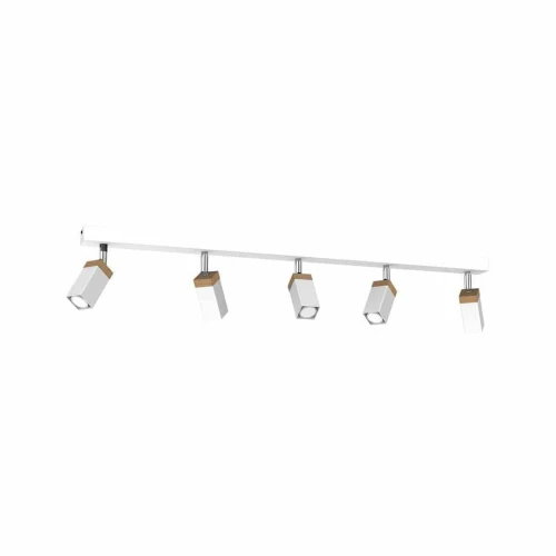 Plafon SOLO SAWN biały/naturalne drewno 5xGU10 szer.60cm