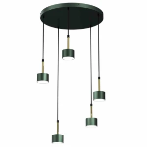 Lampa wisząca ARENA 5xGX53 zielono/złoty