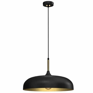Lampa wisząca LINCOLN 1xE27 45cm czarno/złoty