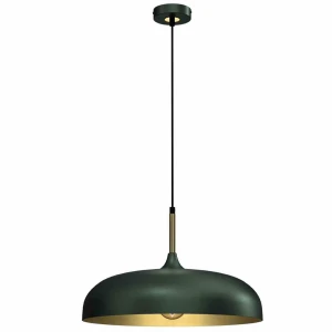 Lampa wisząca LINCOLN 1xE27 45cm zielono/złoty