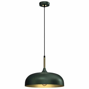 Lampa wisząca LINCOLN 1xE27 35cm zielono/złoty