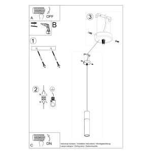 Lampa wisząca Sollux BORGIO 1 czarna GU10 wys.105cm