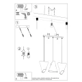 Lampa wisząca Sollux BLUM 3 czarna E27 wys.128cm