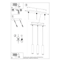 Lampa wisząca Sollux LUVO 3L czarna GU10 wys.90cm