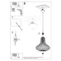 Lampa wisząca Sollux ELZA drewniany E27 wys.110cm