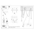 Lampa wisząca Sollux EDISON 3 czarna E27 wys.150cm