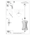 Lampa wisząca Sollux ORIANA drewniany E27 wys.107cm