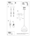 Lampa wisząca Sollux DAMASO szara E27 wys.128cm