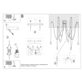 Lampa wisząca Sollux EDISON 5 czarna E27 wys.150cm