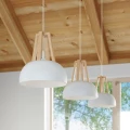 Lampa wisząca Sollux CASCO biała/naturalne drewno E27