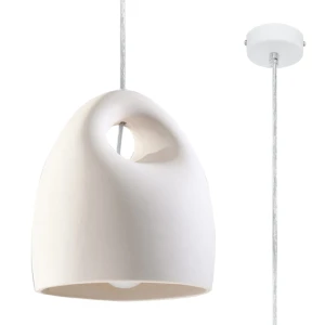 Lampa wisząca SOLLUX ceramiczna BUKANO biała 1xE27 wys.126cm