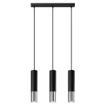 Lampa wisząca SOLLUX LOOPEZ 3L czarna/chrom 3xGU10 wys.90cm