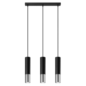 Lampa wisząca SOLLUX LOOPEZ 3L czarna/chrom 3xGU10 wys.90cm