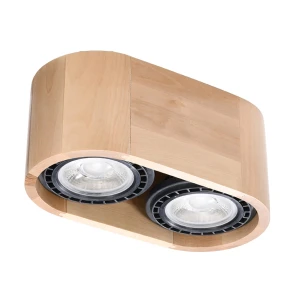 Plafon SOLLUX BASIC 2 naturalne drewno 2xGU10 szer.14cm