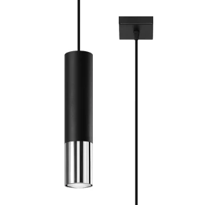 Lampa wisząca SOLLUX LOOPEZ 1 czarna/chrom 1xGU10 wys.100cm