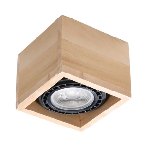 Plafon SOLLUX QUATRO 1 naturalne drewno 1xGU10 szer.14cm