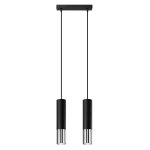 Lampa wisząca SOLLUX LOOPEZ 2 czarna/chrom 2xGU10 wys.90cm