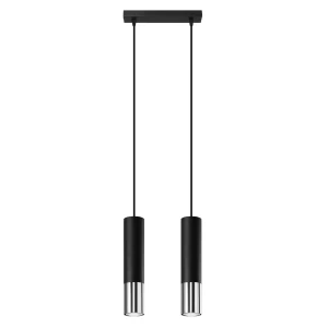 Lampa wisząca SOLLUX LOOPEZ 2 czarna/chrom 2xGU10 wys.90cm