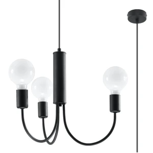 Lampa wisząca SOLLUX PICCOLO 3 czarna 3xLED wys.100cm