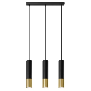 Lampa wisząca SOLLUX LOOPEZ 3L czarna/złota 3xGU10 wys.90cm