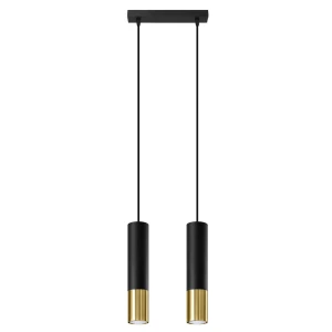 Lampa wisząca SOLLUX LOOPEZ 2 czarna/złota 2xGU10 wys.90cm