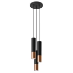 Lampa wisząca SOLLUX LOOPEZ 3P czarna/miedź 3xGU10 wys.90cm