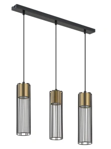 Lampa wisząca Sigma FOBIA 3 prosty czarny/złoty