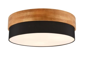 Plafon Trio SEASONS 611500302 czarny z drewnem