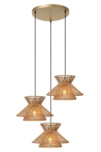 Lampa wisząca Lucide TASMAN 10420/03/72 drewniany, złoty
