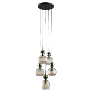 Lampa wisząca 11149 TK Lighting SOPHIA zielony Cognac 5xe14