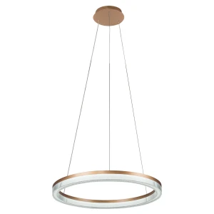 Lampa wisząca Light Prestige MIDWAY Cristal Triangle złoto  transparentna LED CCT