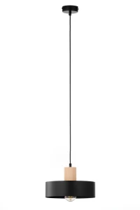 Lampa wisząca Sigma RIF 41864 wood 1 M czarny/drewno naturalne