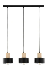 Lampa wisząca Sigma RIF 41867 wood 3 czarny/drewno naturalne