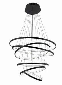 Lampa wisząca Azzardo WHEEL LONG DIMM czarna 6xLED wys.320cm