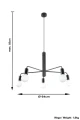 Lampa wisząca DUOMO 5 czarna E27 wys.85cm