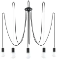 Lampa wisząca Sollux EDISON 5 czarna E27 wys.150cm