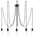Lampa wisząca Sollux EDISON 5 czarna E27 wys.150cm