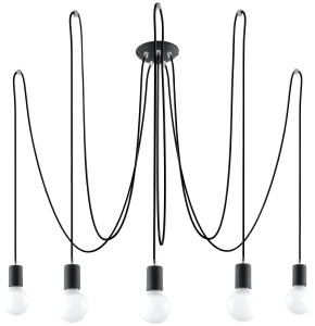 Lampa wisząca Sollux EDISON 5 czarna E27 wys.150cm