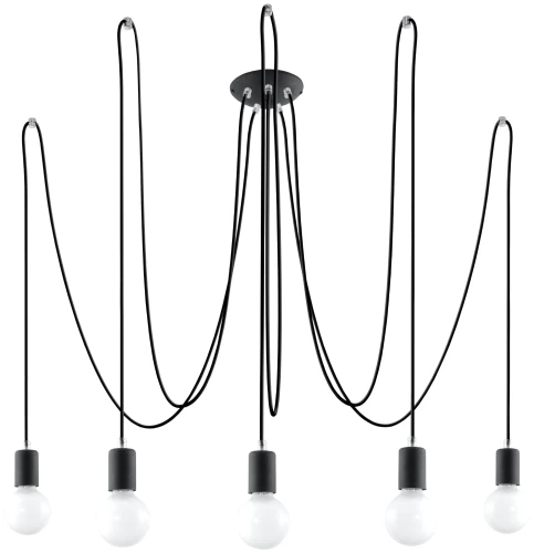 Lampa wisząca Sollux EDISON 5 czarna E27 wys.150cm