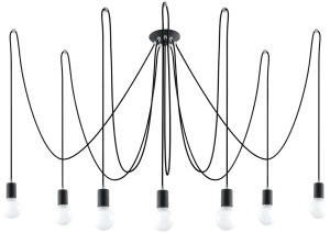 Lampa wisząca Sollux EDISON 7 czarna E27 wys.150cm