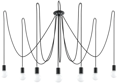 Lampa wisząca Sollux EDISON 7 czarna E27 wys.150cm