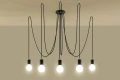 Lampa wisząca Sollux EDISON 5 czarna E27 wys.150cm